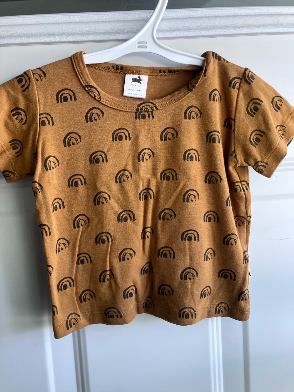 Little & lively brown black rainbow tshirt bamboo 6-12 months